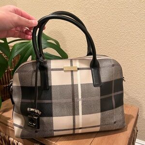 kate spade Cream and Black Satchel with Structured Shape and Leather Handles